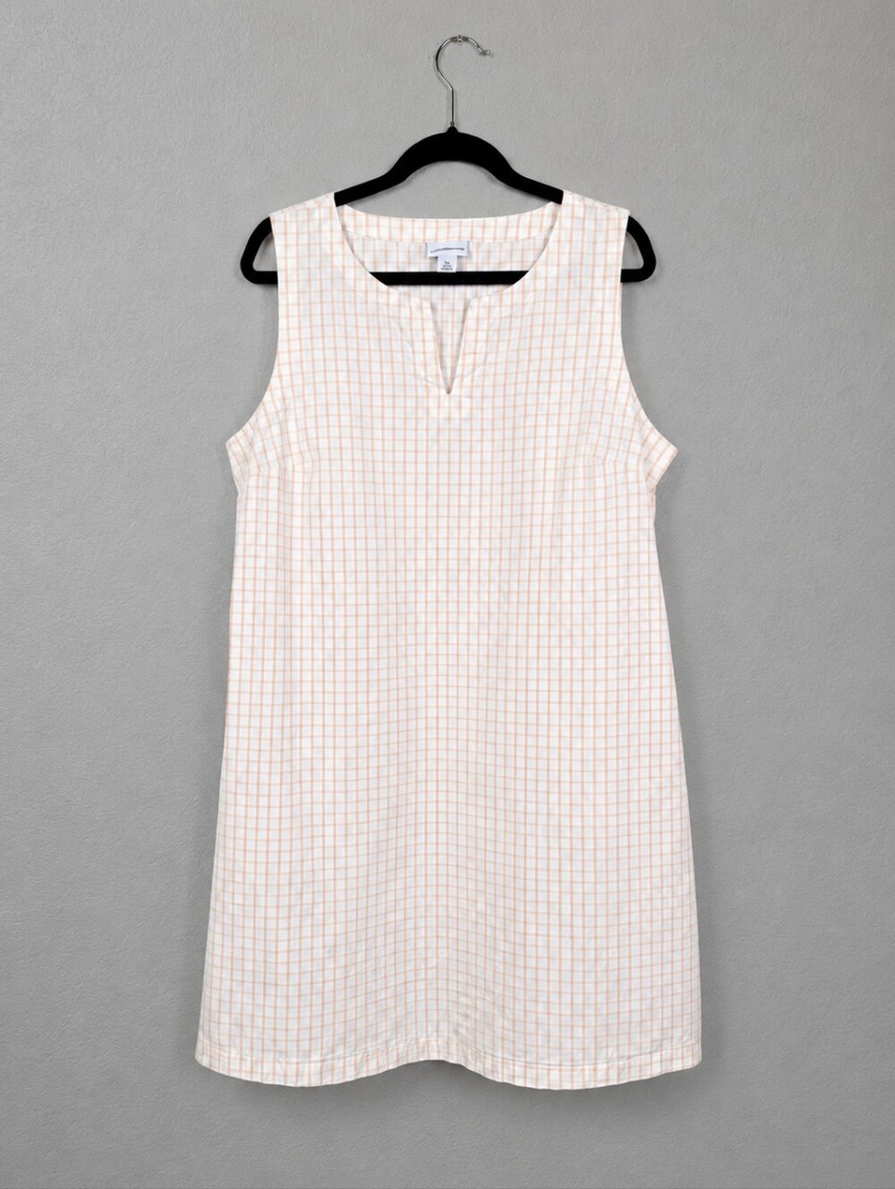 Liz Claiborne XL 100% Cotton Gingham Shift Dress Pockets Coastal Cottagecore